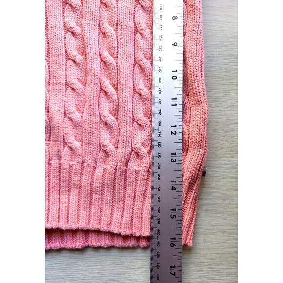 Sweater-Tommy Hilfiger-V-Neck-Melon-Decorative Knit-Long Sleeves-Slim Fit-Size L - Picture 12 of 13